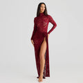 Elegant Turtleneck Bare Back Lace Set