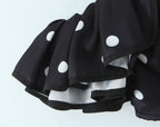Retro Black White Polka Dot Ruffled Spaghetti Straps Crop Top