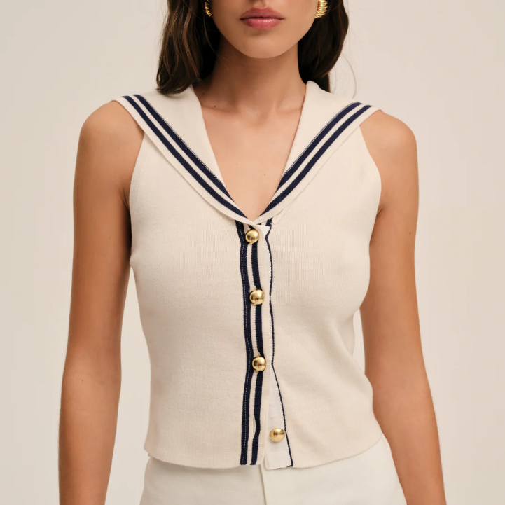 Navy Sailer Knitted Top