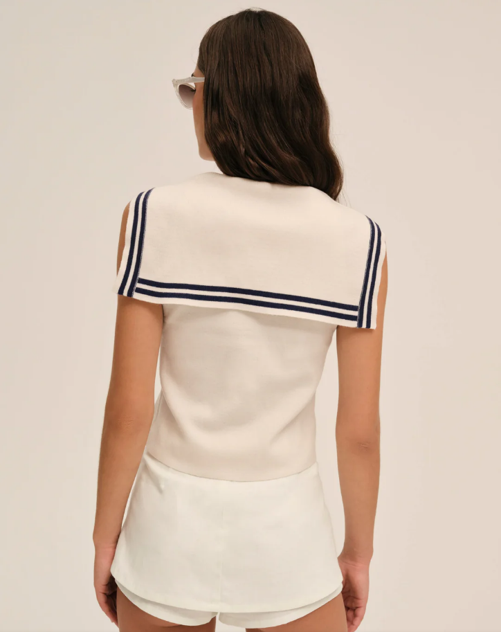 Navy Sailer Knitted Top