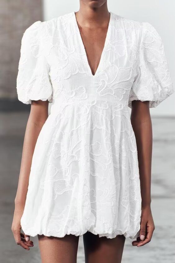 Embroidered Fluffy Short Dress