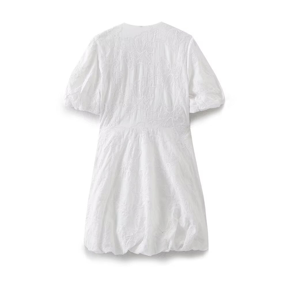 Embroidered Fluffy Short Dress