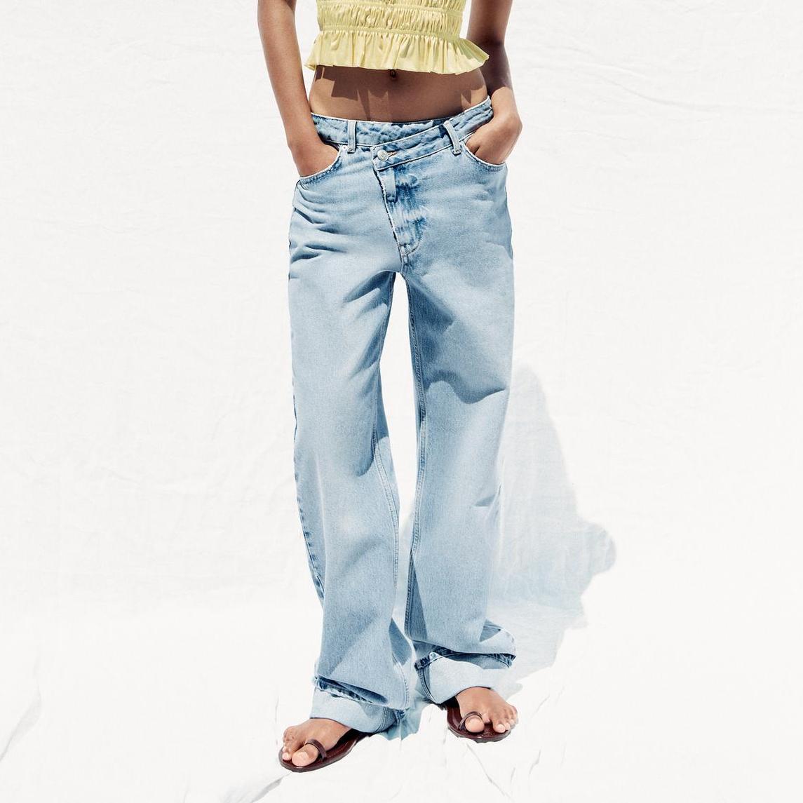 Double Breasted Straight Ankle Jeans