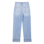 Double Breasted Straight Ankle Jeans