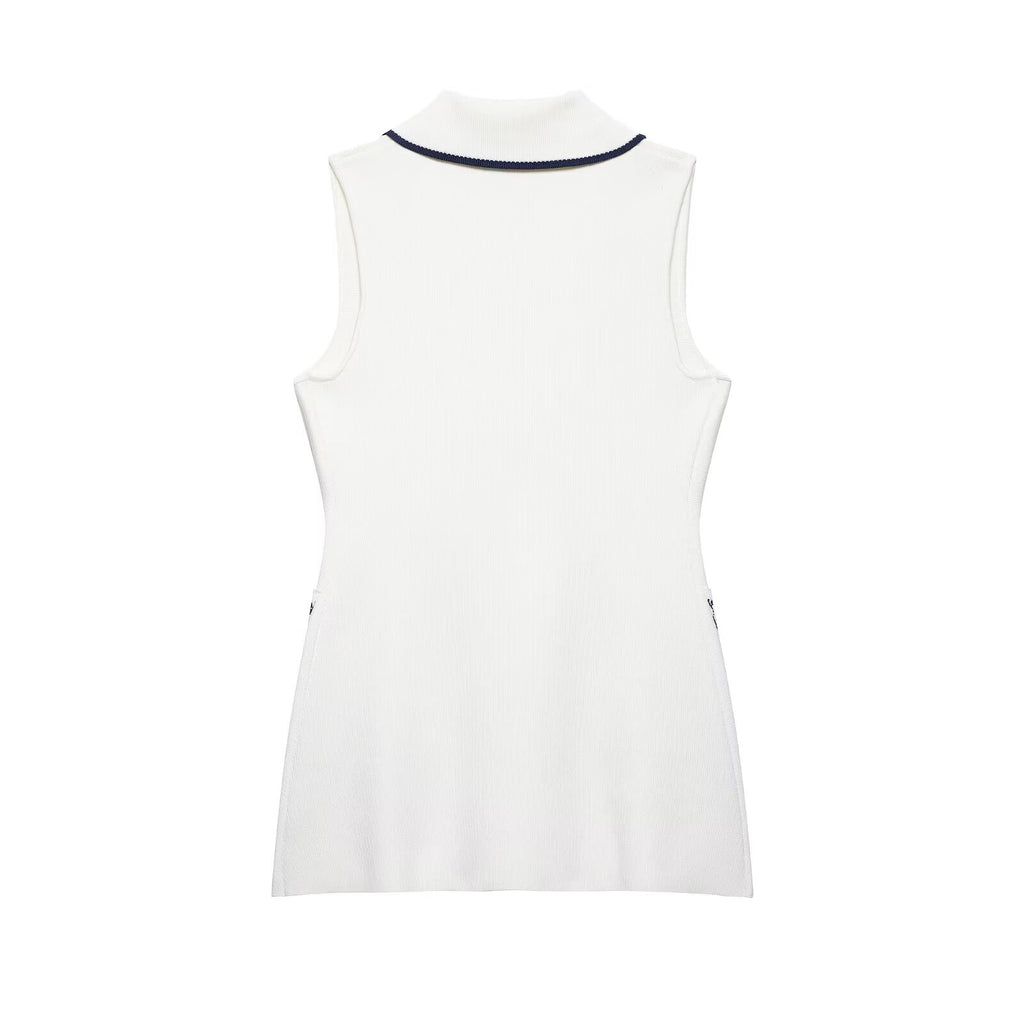 Double Breasted Trim Knitted Vest