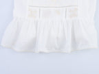 Simple Embroidery Short Pleated Hem Sling Top