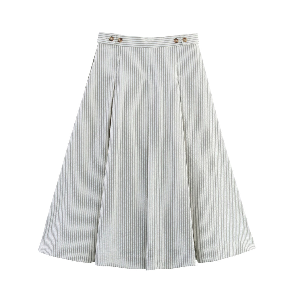 Simple Stripe Pleat Skirt
