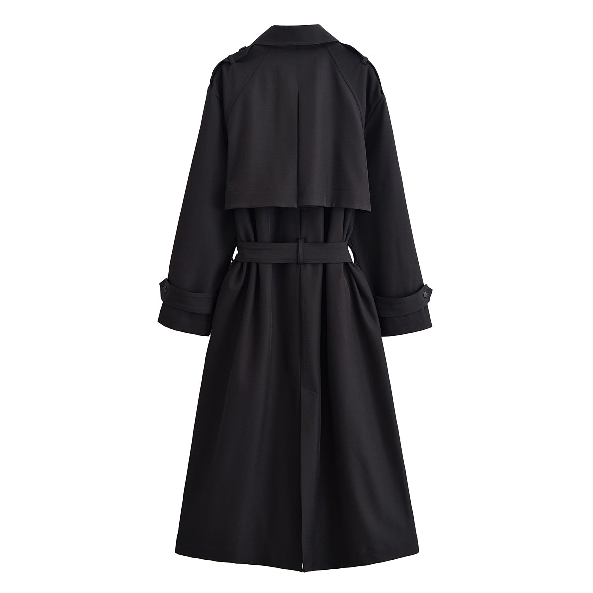 Classic Belt Collared Loose Double Breasted Trench Coat