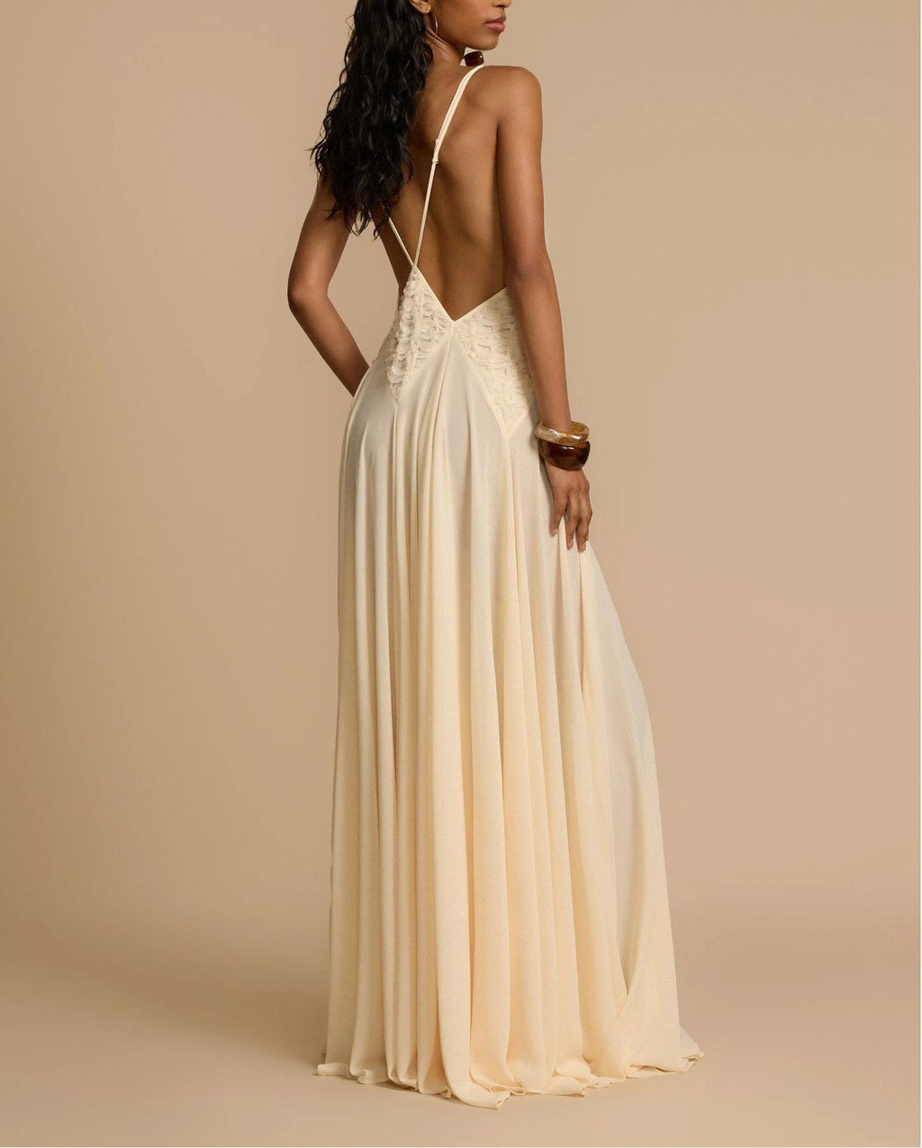 Deep V Plunge Spaghetti strapped Maxi Dress