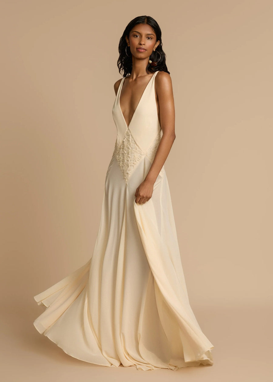 Deep V Plunge Spaghetti strapped Maxi Dress