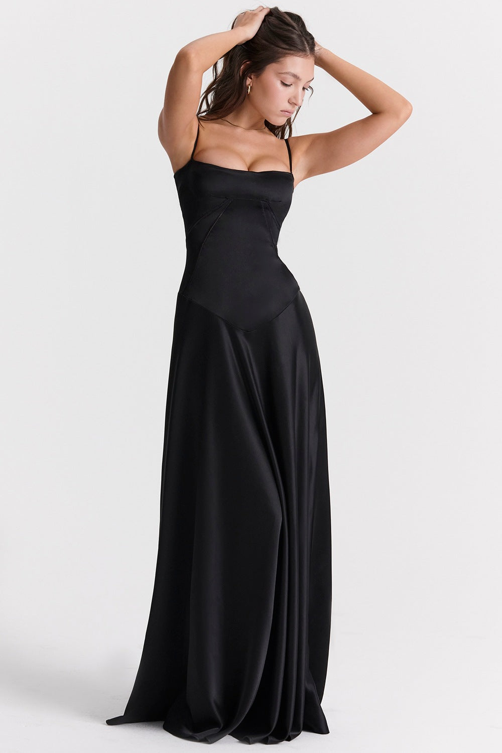 Sling Backless Black Maxi Dress