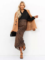 Satin Leopard Print Skirt