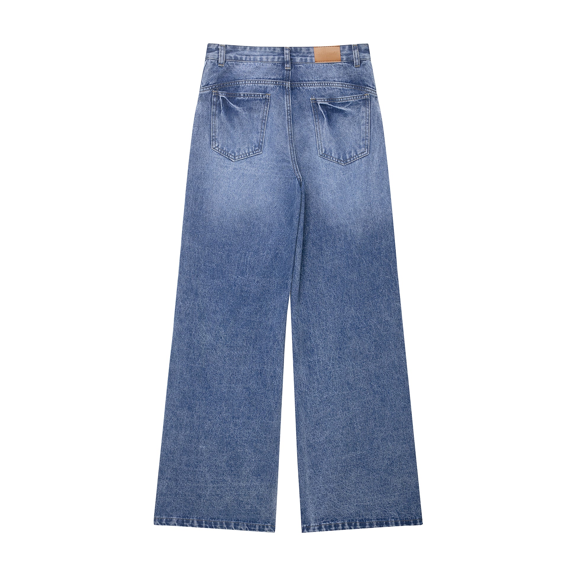 Loose Button Detail Straight Leg Jeans Pants