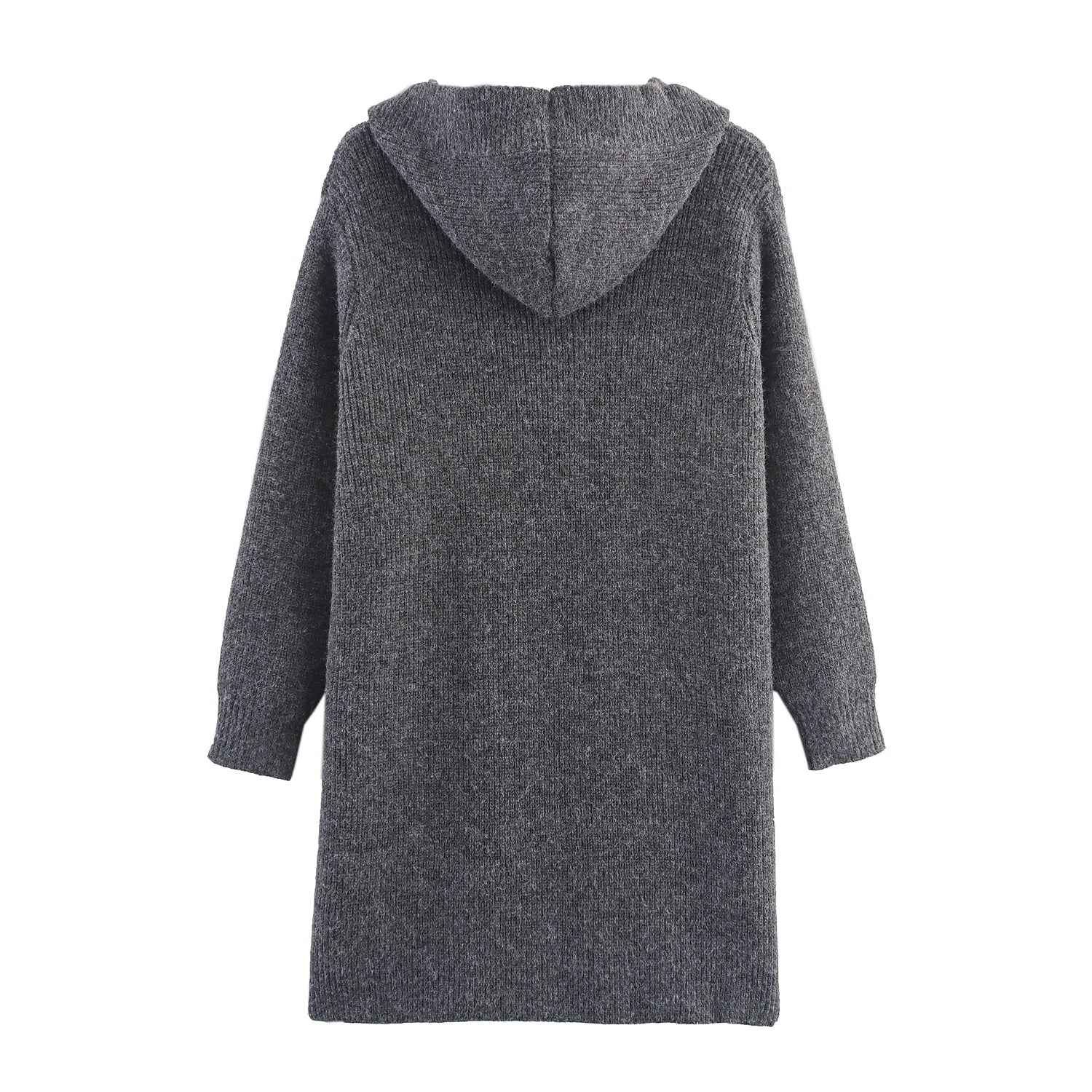 Hooded Knitted Pocket Cardigan Overcoat