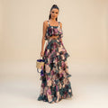 Petal Drift Floral Ruffle Two-Piece Midi Set