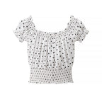 The Puff Sleeve Crop – Polka Dot Off-Shoulder Smocked Top