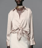 Bow Tie Texture Drape Shirt