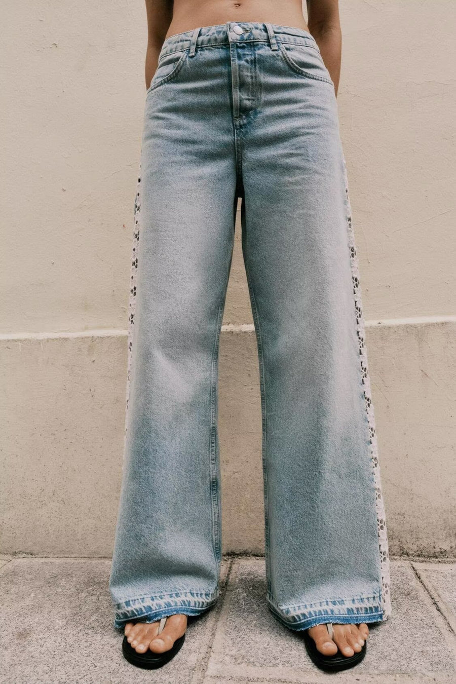 The Botanica — Crochet & Floral Embroidery Wide Leg Jeans
