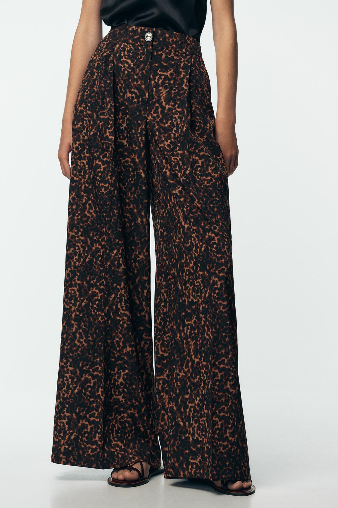 Casual Animal Print Wide Leg Pants