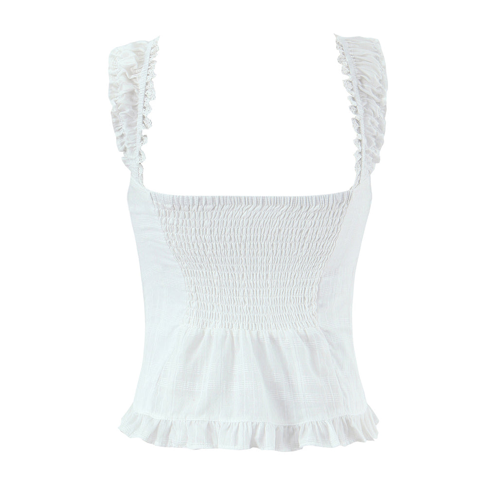 French Sweet Ruffled Lace Camisole Top