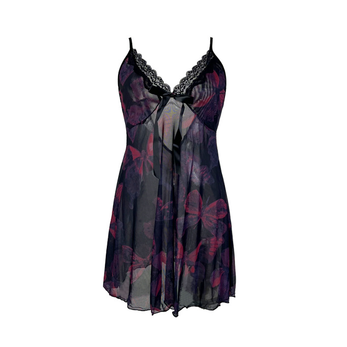 Deep Plunge Backless Lace Nightdress