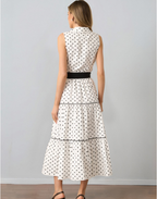 Elegant Collared Polka Dot Dress
