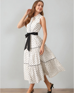 Elegant Collared Polka Dot Dress