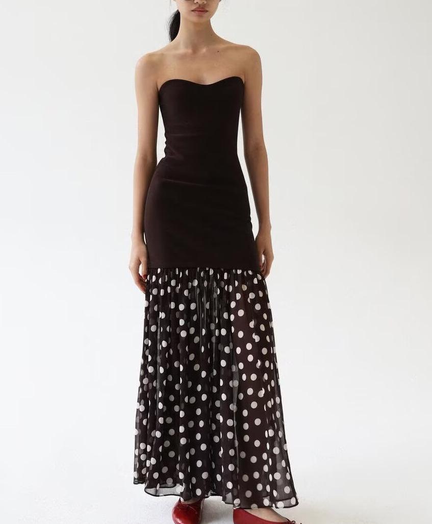 Elegant Polka Dot Tube Top Dress