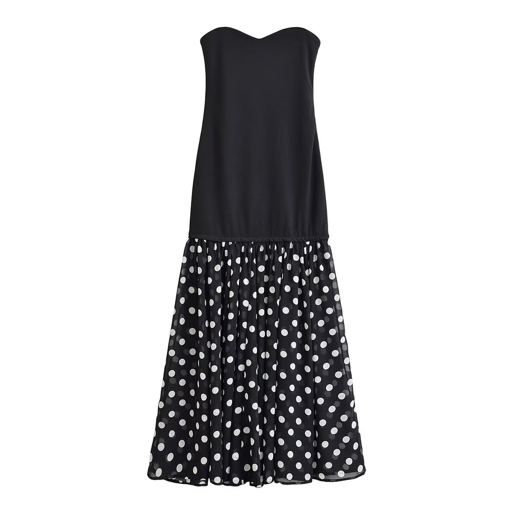 Elegant Polka Dot Tube Top Dress