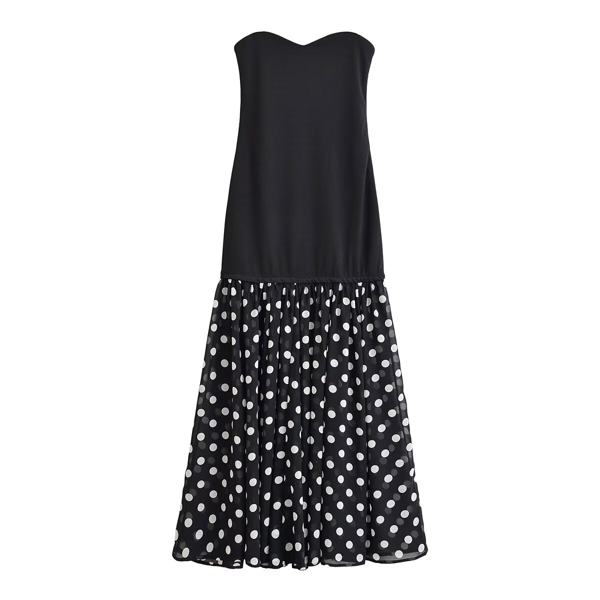 Elegant Polka Dot Tube Top Dress