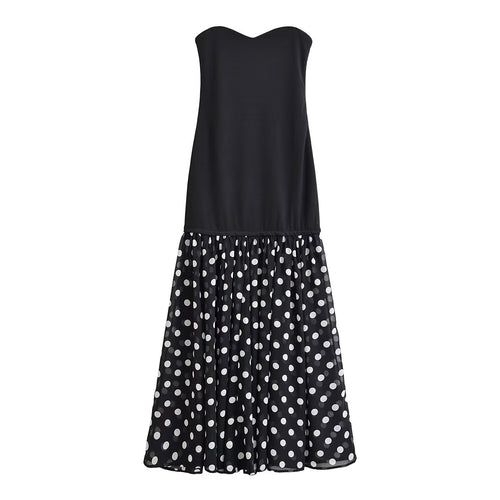 Elegant Polka Dot Tube Top Dress