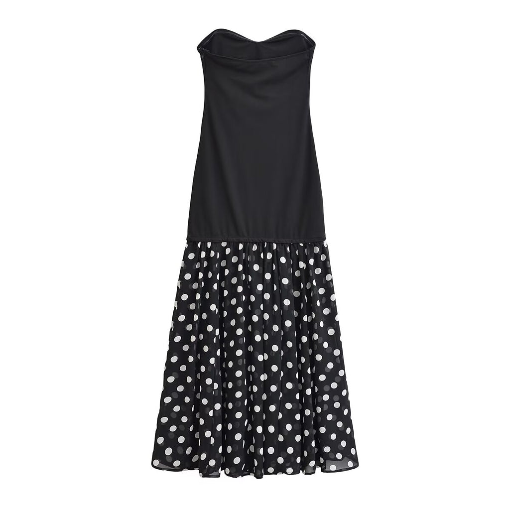 Elegant Polka Dot Tube Top Dress