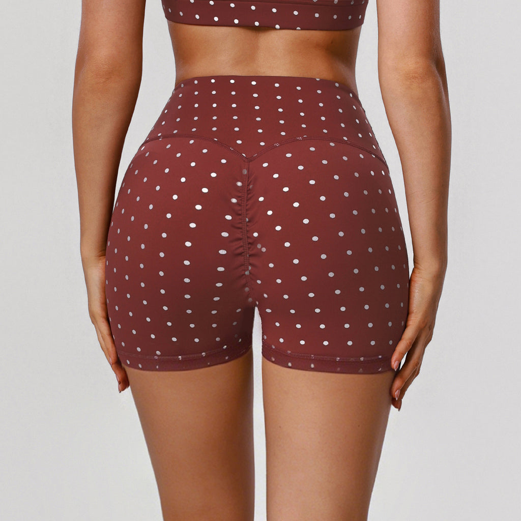 Yoga Sports Tights Polka Dot Printed Bum Lift Shorts Outdoor Cycling High Waist Shorts