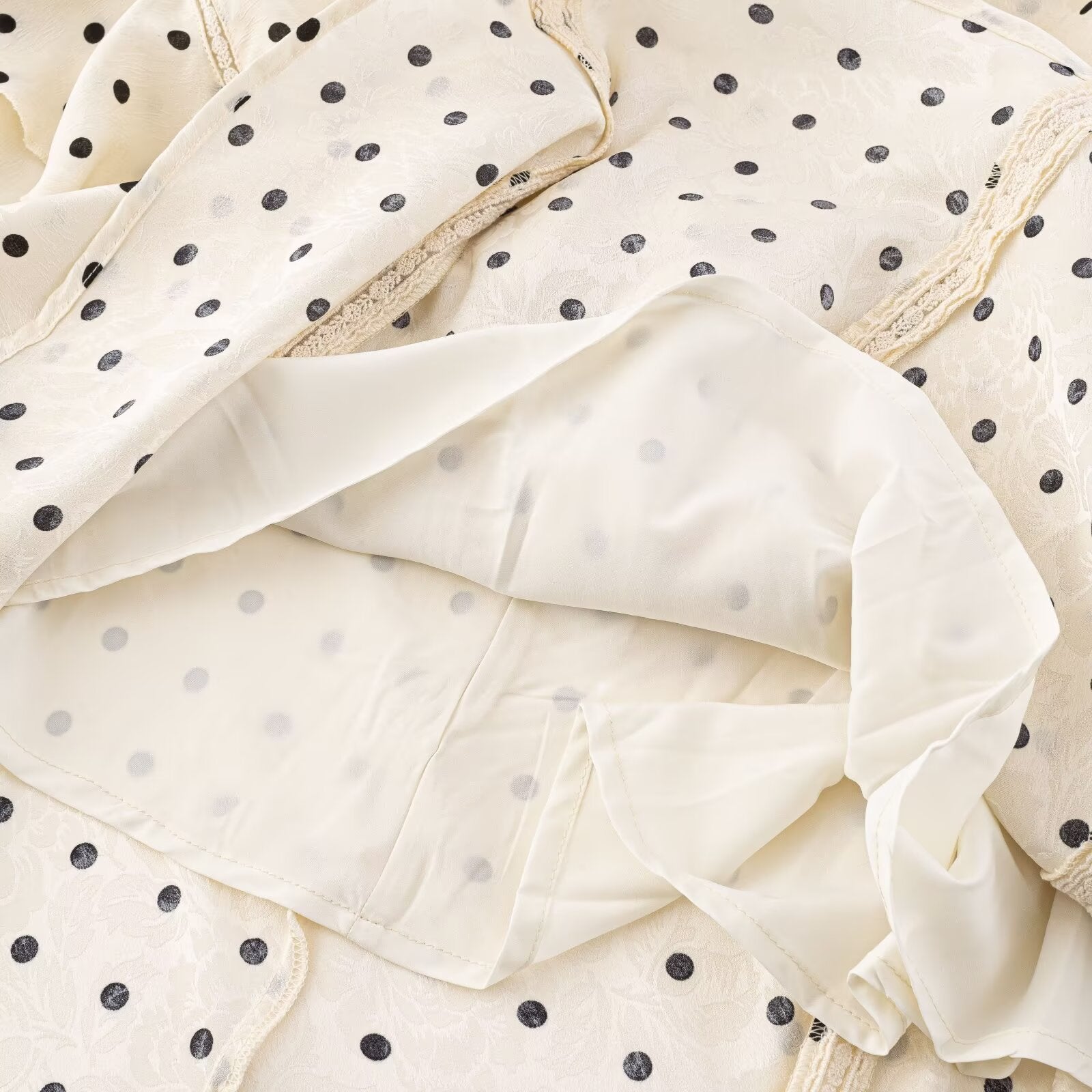 Asymmetric Ruffled Polka Dot Skirt
