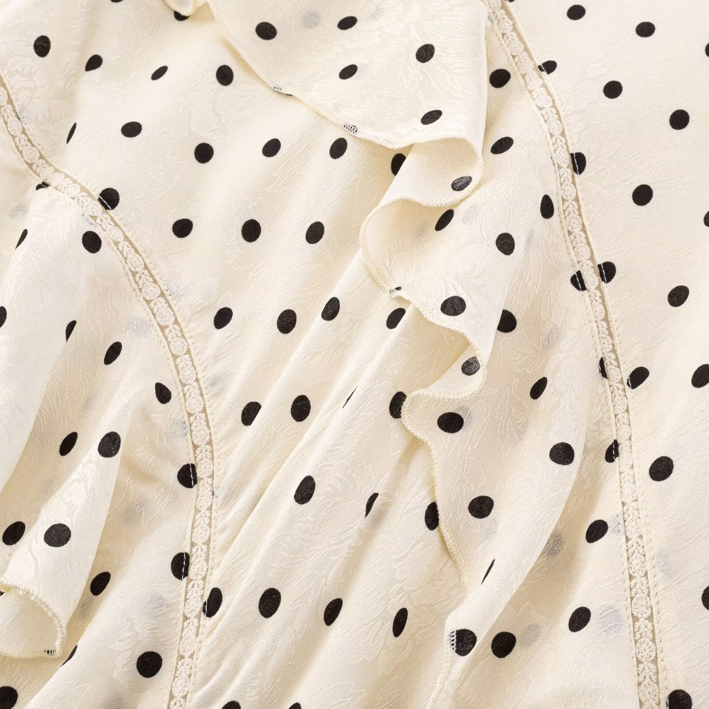 Asymmetric Ruffled Polka Dot Skirt