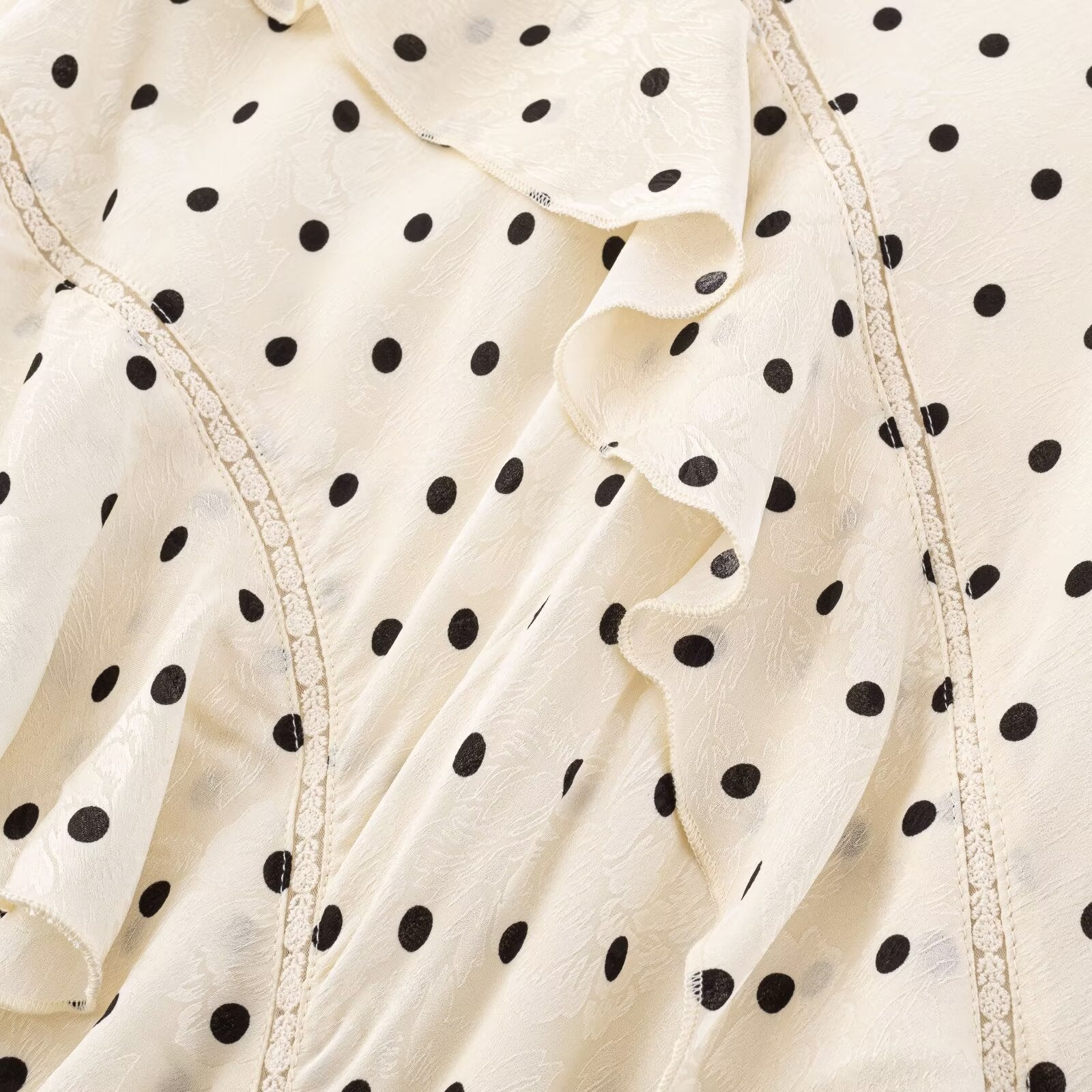 Asymmetric Ruffled Polka Dot Skirt