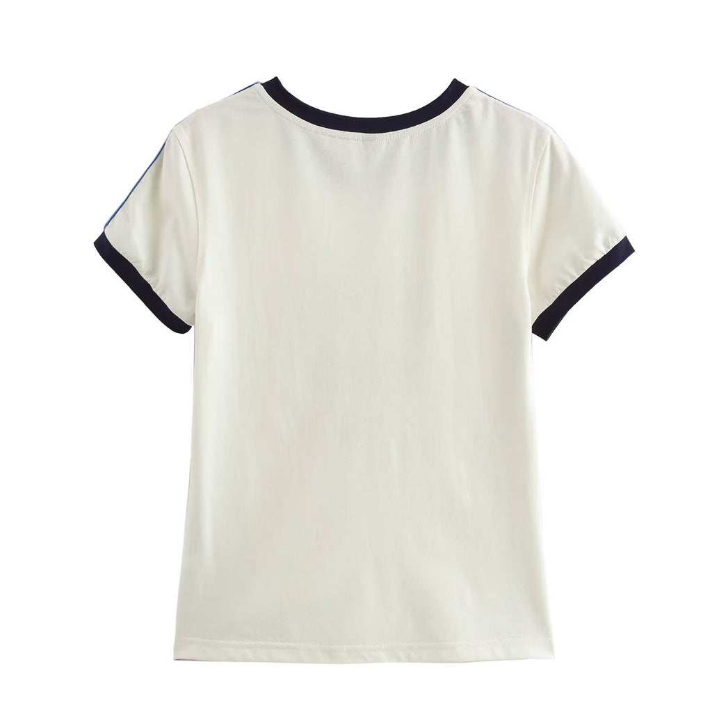 Women Clothing Summer Preppy Fashionable All Match Sports Short Sleeved T shirt