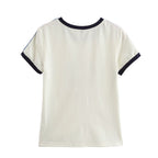 Preppy Stripe Graphic Crew Neck Tee