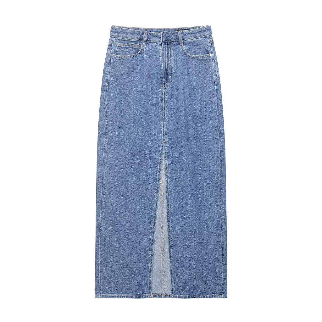 Casual Denim Midi Skirt