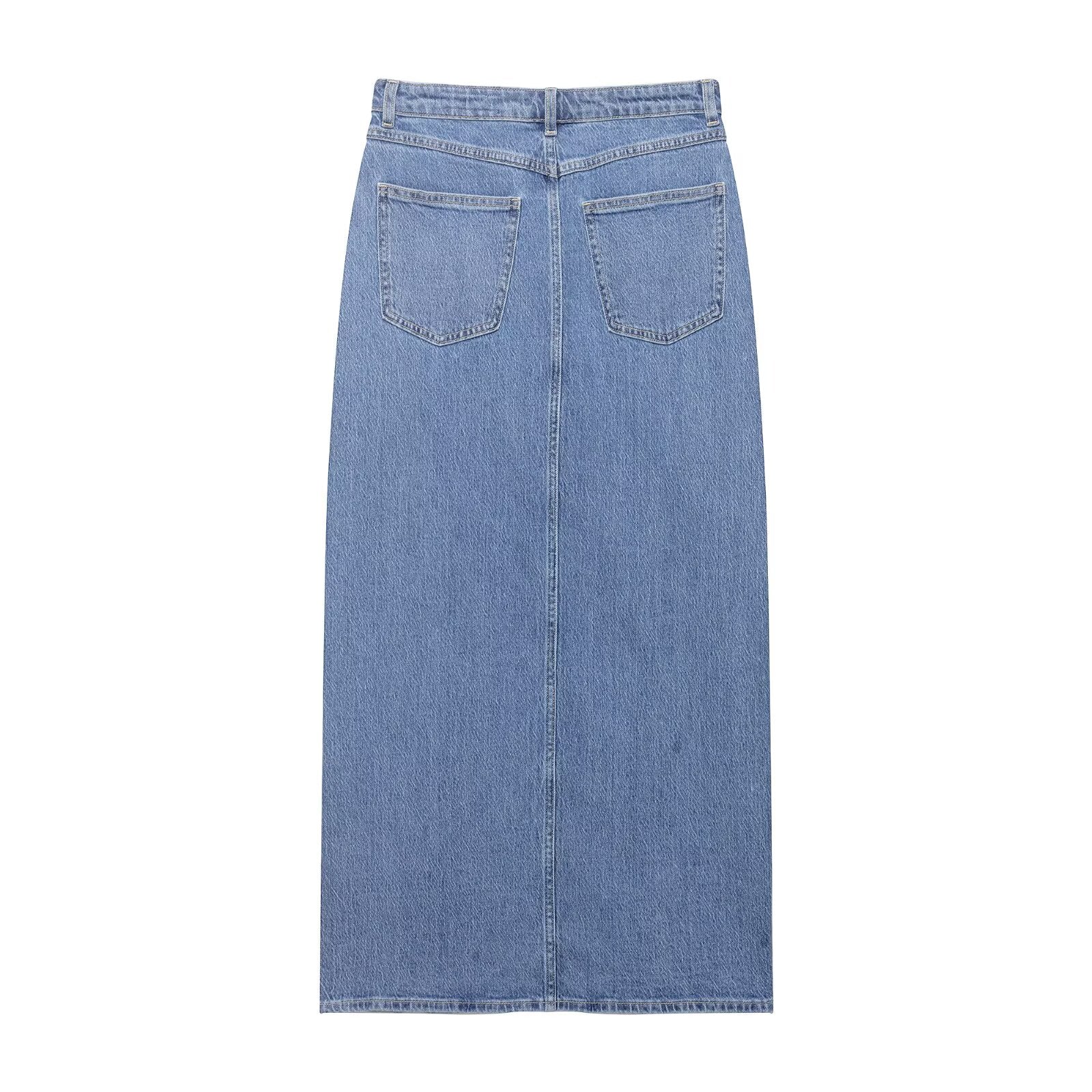 Casual Denim Midi Skirt