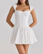 Sweet Romantic White Cinched Dress