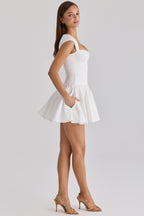 Sweet Romantic White Cinched Dress
