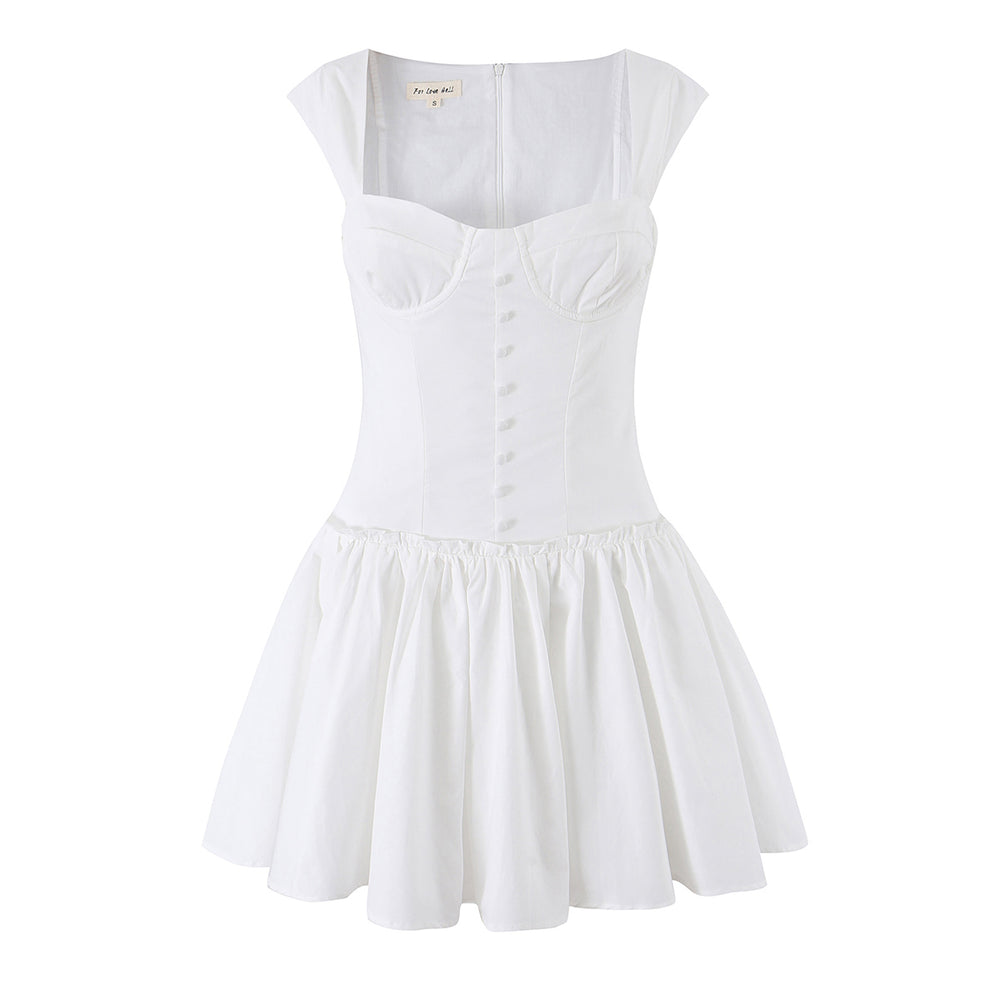 Sweet Romantic White Cinched Dress