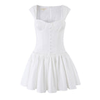 Sweet Romantic White Cinched Dress