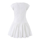 Sweet Romantic White Cinched Dress