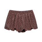 Polka Dot High-Waist Mini Skirt – Ruched Tie A-Line Skort