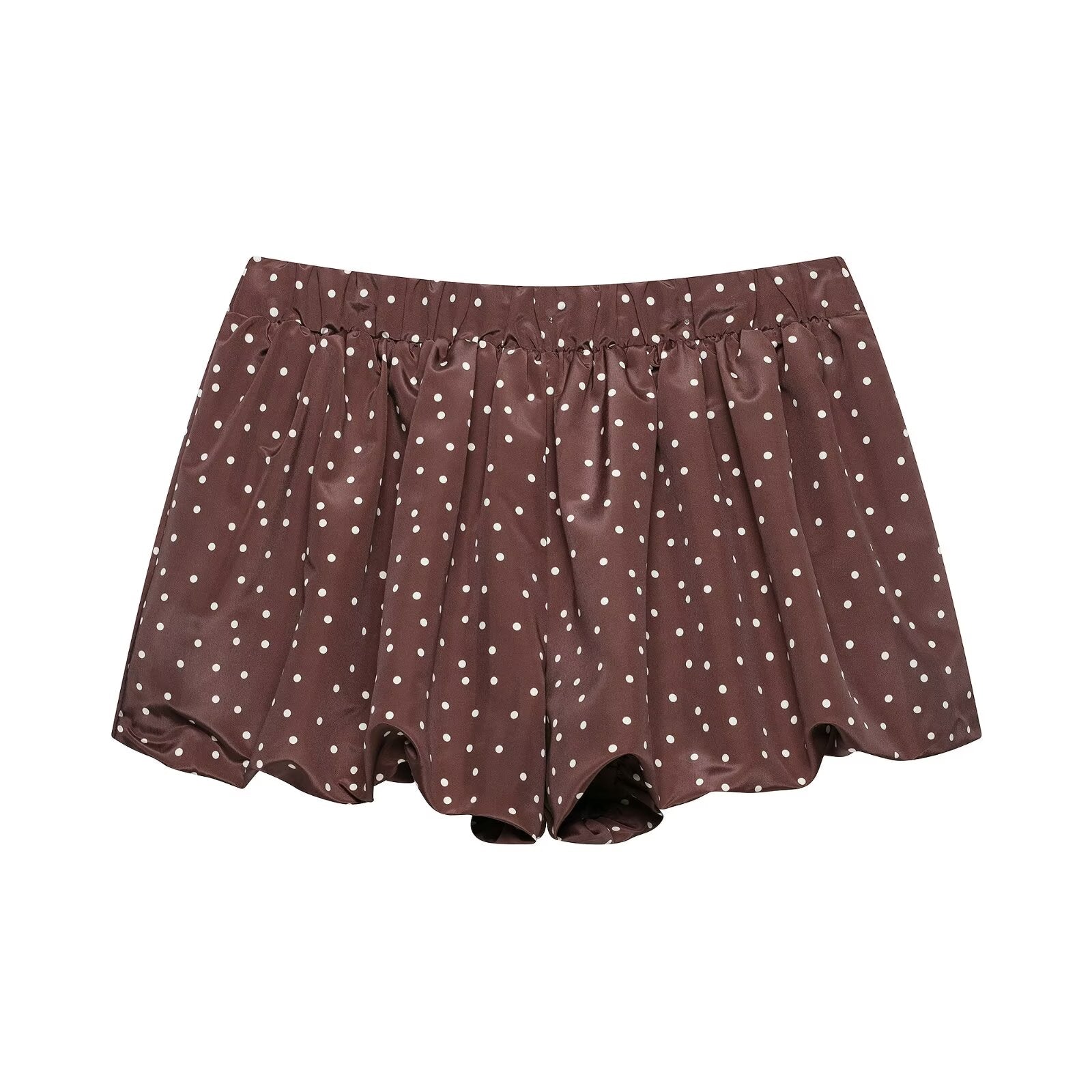 Polka Dot High-Waist Mini Skirt – Ruched Tie A-Line Skort