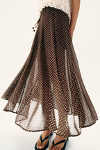 Polka Dot Tie-Waist Maxi Skirt