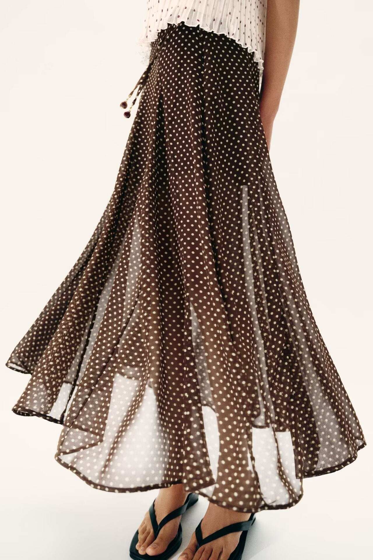 Elegant Polka Dot Midi Skirt