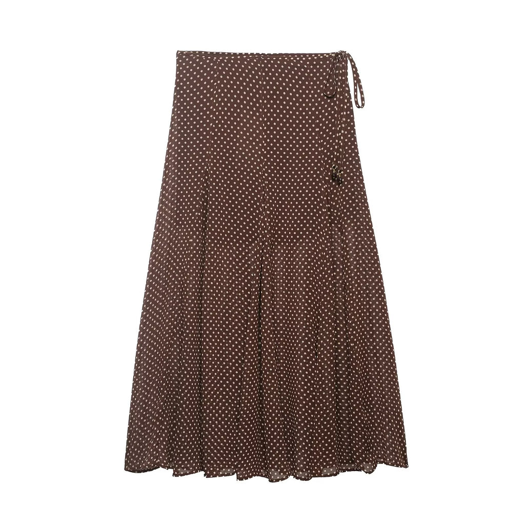 Elegant Polka Dot Midi Skirt
